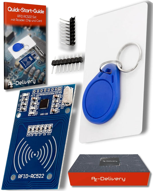 AZDelivery Kit RFID RC522 13,56MHz con Reader, Chip e Scheda compatibile con Arduino e Raspberry Pi incluso un E-Book!