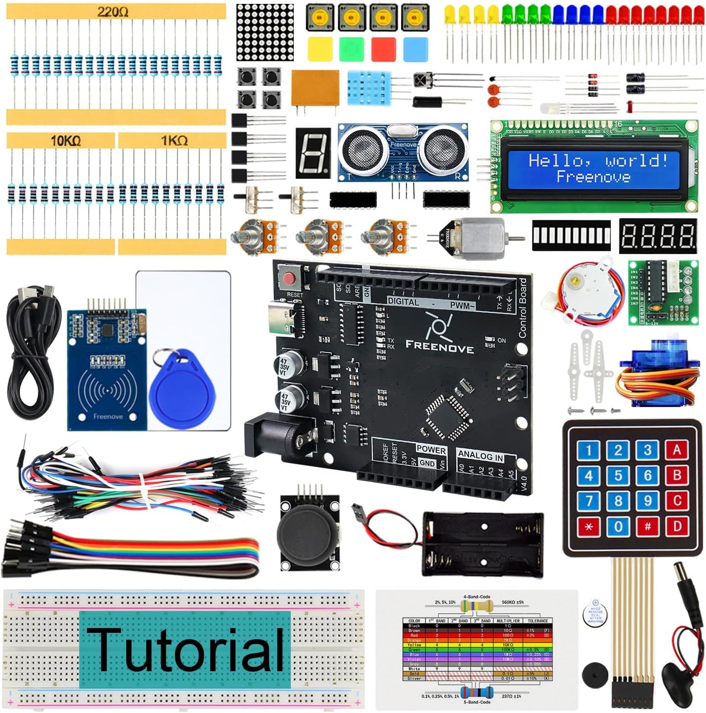 Freenove RFID Starter Kit V2.0 with Board V4 (Compatible with Arduino IDE), 267-Page Detailed Tutorial, 198 Items, 49 Projects