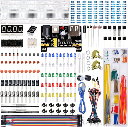 Miuzei Starter Kit Breadboard Set compatibile con Arduino Compreso modulo di alimentazione ponticello cavo resistenza assortimento