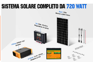 Kit per sperimentazione sistema fotovoltaico 2000w OFF Gred Marine ( da asssemblare, montaggio escluso )